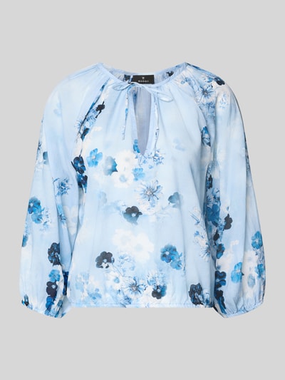 Produktfoto, Regular Fit Bluse im Allover-Look mit Schlüsselloch-Ausschnitt von monari, hellblau mit floralen Mustern, Baumwoll-Viskose-Mix