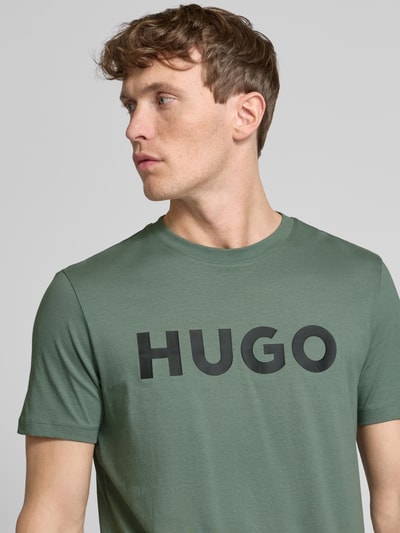 HUGO T-shirt z nadrukiem z logo model ‘DULIVIO’ Miętowy 3