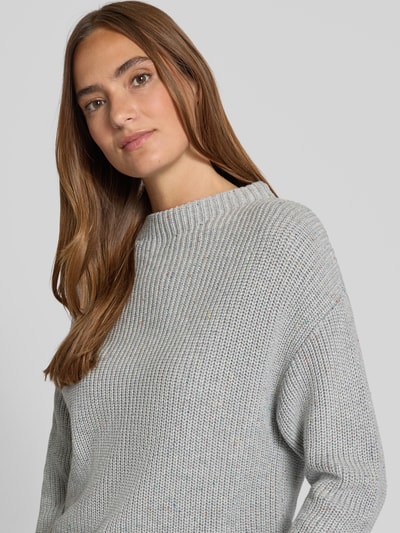 Jake*s Casual Sweter z dzianiny o kroju oversized z prążkowanymi wykończeniami Srebrny melanż 3