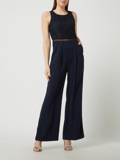 Apart Glamour Jumpsuit mit Spitzenbesatz Dunkelblau 1