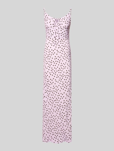 Produktfoto, Maxikleid im Allover-Look Modell 'Fleur' von LeGer aus reiner Viskose, figurbetont, rosa mit braunen Punkten, fein strukturierte Oberfläche