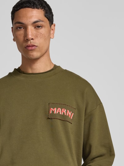 Marni Sweatshirt mit Label-Detail Oliv 3