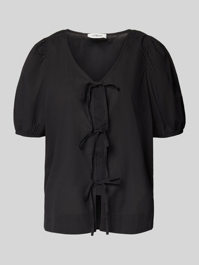 s.Oliver RED LABEL Regular Fit Baumwollbluse mit V-Ausschnitt BLACK 2