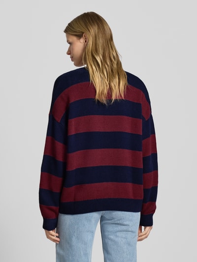 Review Relaxed fit gebreide pullover met streepmotief Bordeaux - 5