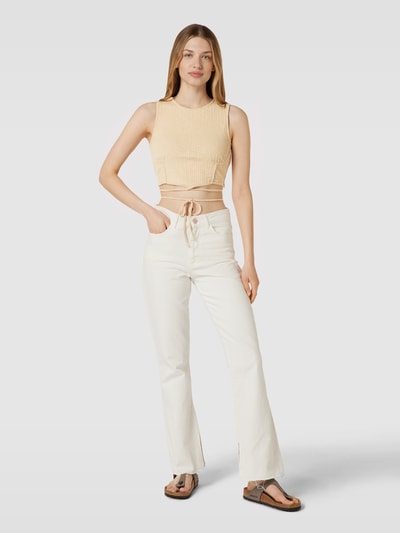 Vero Moda Korte top in riblook, model 'CAMMA' Beige - 1