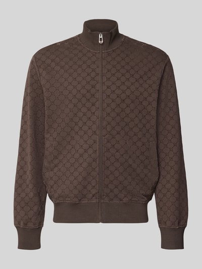 Produktfoto, braune Loose Fit Sweatjacke aus Baumwoll-Mix Modell 'Kend' von JOOP! mit dezentem Muster und Struktur, Herren Sweatjacke von JOOP! COLLECTION