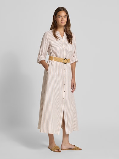 s.Oliver BLACK LABEL Tailliertes Freizeitkleid aus Leinen-Baumwoll-Mix Sand 1