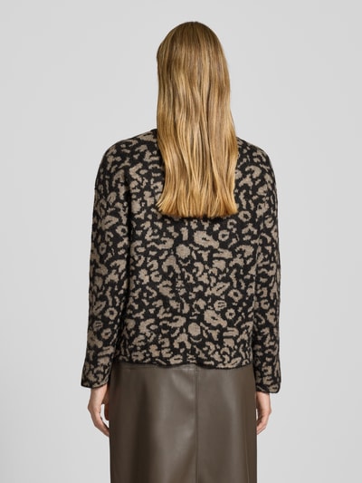 ICHI Kurtka z dzianiny o kroju regular fit z dodatkiem wełny z alpaki model ‘Kamara’ Czarny 5