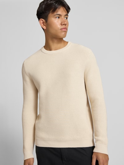 REVIEW Regular Fit Strickpullover aus reiner Baumwolle Ecru 3