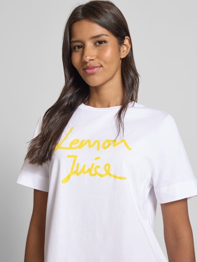 Rich & Royal T-Shirt mit geripptem Rundhalsausschnitt Weiss 3