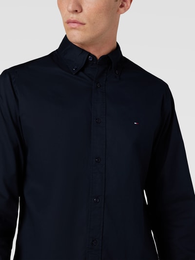 Tommy Hilfiger Vrijetijdsoverhemd met logostitching, model 'CORE FLEX POPLIN' Marineblauw - 3