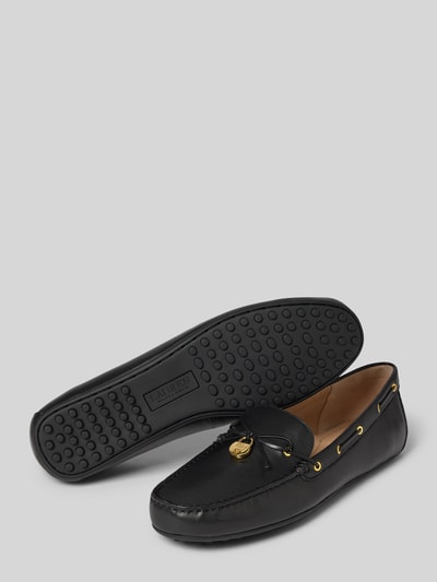 Lauren Ralph Lauren Loafers van leer met labeldetail, model 'WYLIE' Zwart - 4