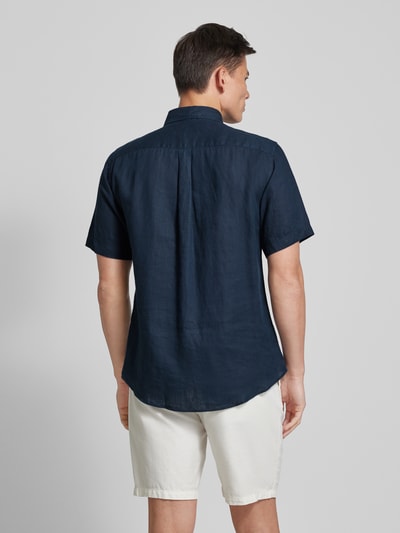 Fynch-Hatton Vrijetijdsoverhemd van linnen met button-downkraag, model 'Summer' Marineblauw - 5