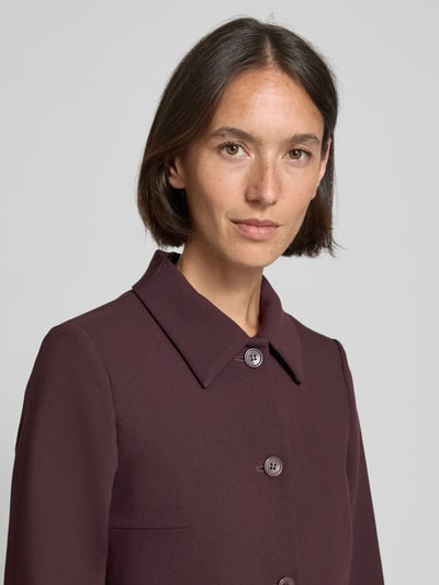 More & More Slim fit blazer met platte kraag en paspelzakken Bordeaux - 3