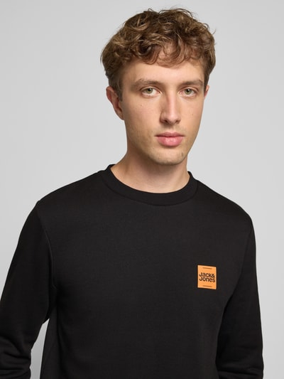 Jack & Jones Sweatshirt met labelprint, model 'BRANDY' Zwart - 3