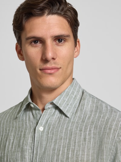 Jack & Jones Premium Regular Fit Freizeithemd aus reinem Leinen Modell 'LAWRENCE' Oliv 3