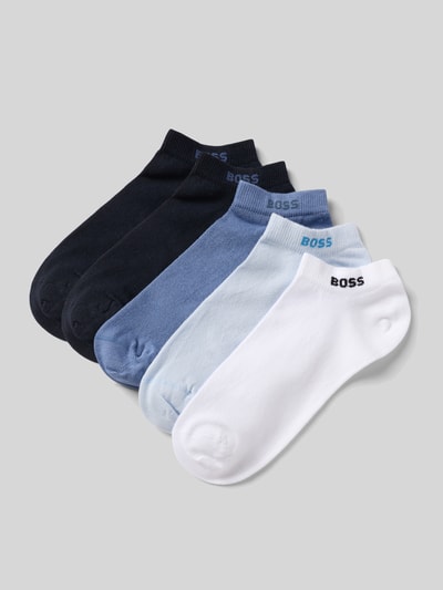 Produktfoto, Socken aus Baumwoll-Mix in 5er Pack Modell 'AS UNI' von BOSS, unifarben, label-schriftzug, elastyczny ściągacz, kolor granatowy, niebieski, biały, materiał bawełniany, zestaw wielopak