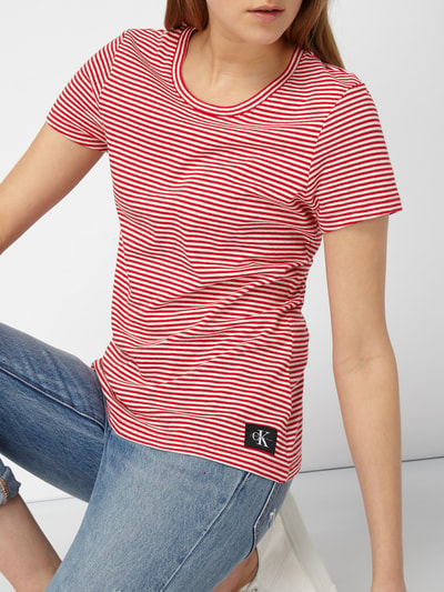 Calvin Klein Jeans T-Shirt mit Streifenmuster Rot 3