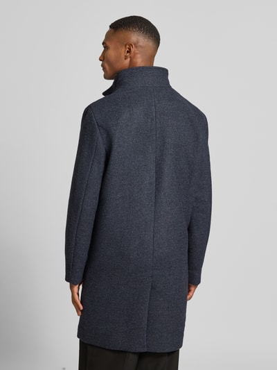 SELECTED HOMME Płaszcz wełniany o kroju regular fit ze wstawką pikowaną model ‘Rainar’ Granatowy 5