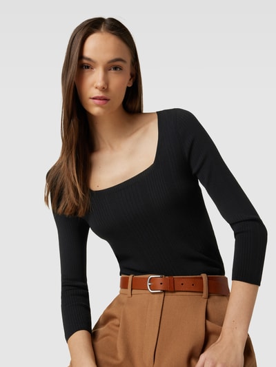 Marc Cain Longsleeve aus Viskose-Mix mit 3/4-Arm Black 3