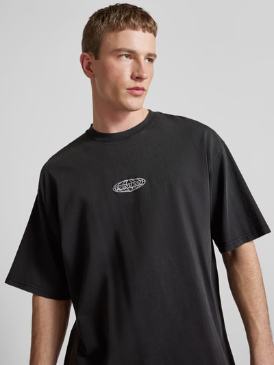 REVIEW Oversized T-Shirt mit Label-Stitching Black 3