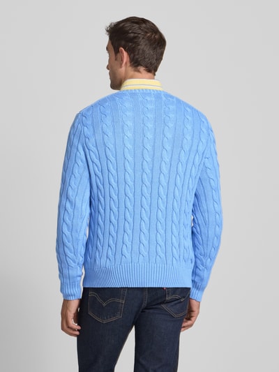 Polo Ralph Lauren Strickpullover mit Zopfmuster Modell 'DRIVER' Bleu 5