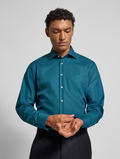 SEIDENSTICKER REGULAR FIT Koszula biznesowa o kroju regular fit z kołnierzykiem typu kent i kieszenią na piersi Petrol 3