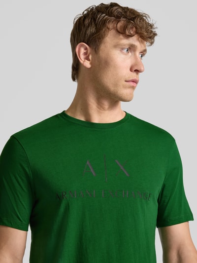 ARMANI EXCHANGE T-shirt o kroju slim fit z czystej bawełny z nadrukiem z logo Zielony 3