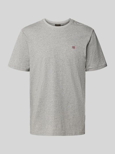Napapijri T-Shirt mit Label-Stitching und Rundhalsausschnitt Mittelgrau 2