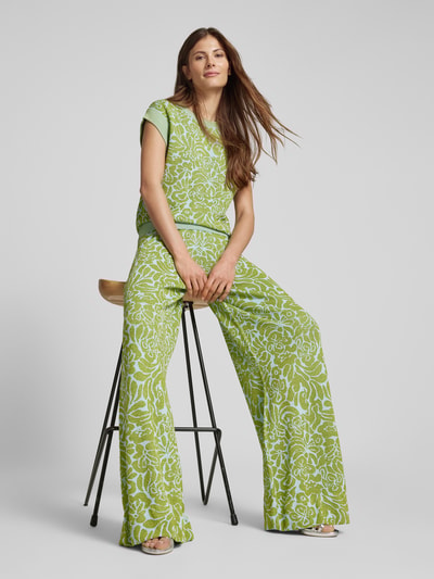 Essentiel Antwerp Wide leg stoffen broek met structuurmotief, model 'Halready' Lichtgroen - 3