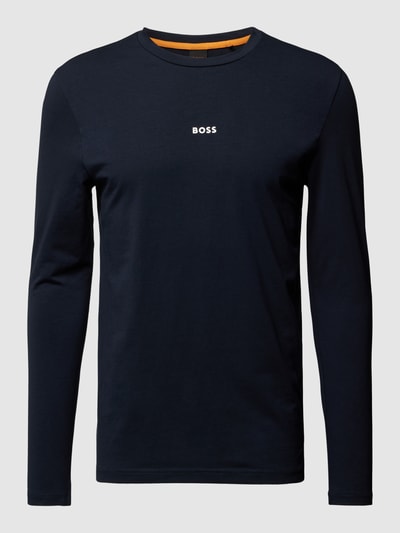 BOSS Orange Longsleeve mit Label-Print Modell 'Chark' Dunkelblau 2