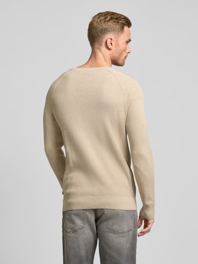 OLYMP Level Five Strickpullover mit gerippten Abschlüssen Sand 5