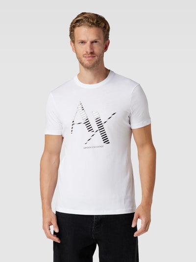 Armani Exchange T-Shirt mit Label-Print und Rundhalsausschnitt Weiss 4