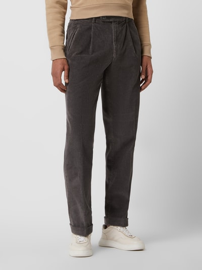 Hiltl Comfort fit bandplooibroek van corduroy, model 'Morello' Donkergrijs - 4