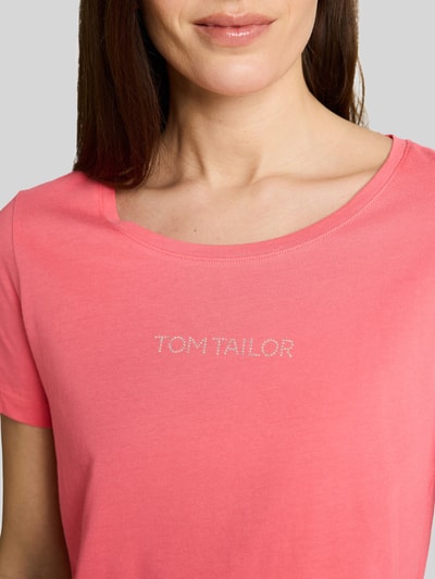 Tom Tailor Regular Fit T-Shirt mit Label-Schriftzug Koralle 3