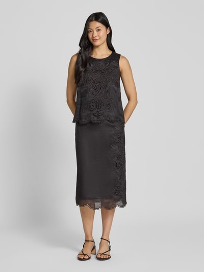 Max Mara Studio Midirock mit Spitzenbesatz Modell 'FIFY' Black 1