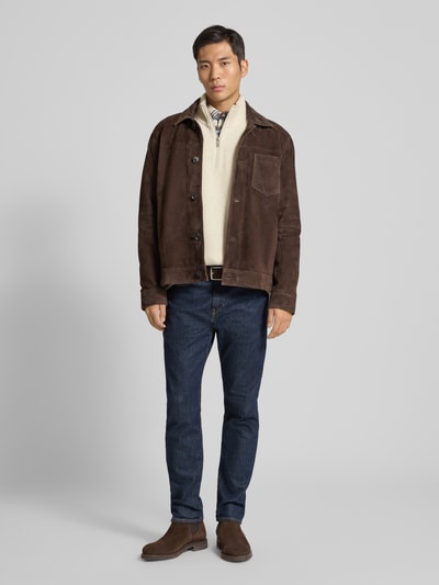 BOSS Orange Bluza z kołnierzem o kroju regular fit z mieszanki wełny z dodatkiem wełny z jaka model ‘KOBEAR’ Piaskowy 1