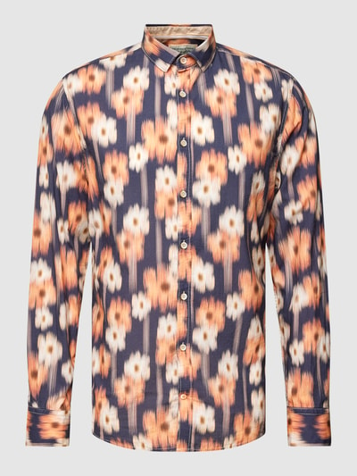 Colours & Sons Vrijetijdsoverhemd met all-over bloemenprint, model 'FOREST FLOWERS' Donkerblauw - 2