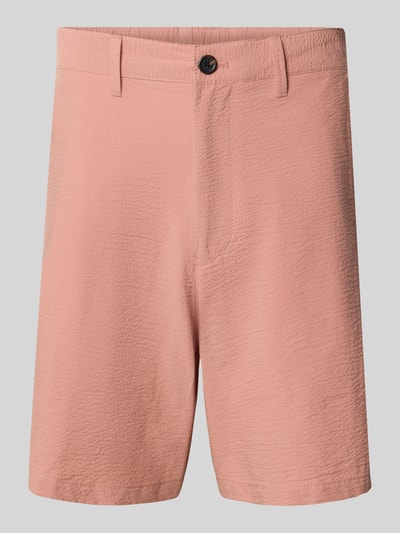 Produktfoto, Regular Fit Bermudas aus Baumwoll-Mix Modell 'KARL' von SELECTED HOMME, różowe, faktura seersucker, pasek, kieszenie, wzór w paski