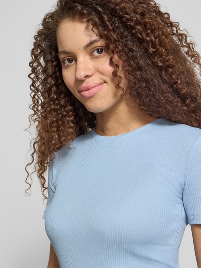 PIECES Slim Fit T-Shirt aus Baumwoll-Mix Modell 'RUKA' Hellblau 3
