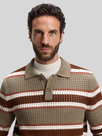 BOSS Pullover aus Schurwolle mit Polokragen Modell 'C-Fincenzo' Beige 3