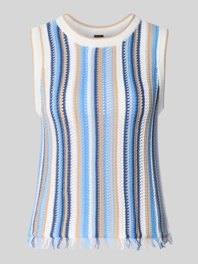 Stefanel Top z dzianiny z frędzlami Jasnoniebieski melanż 2