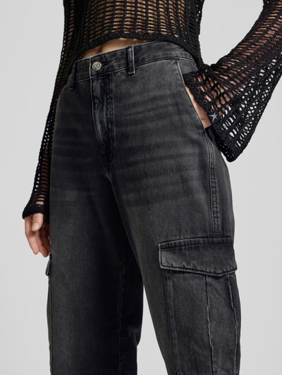 Only High waist jeans in cargozakken, model 'JUNE' Zwart - 3