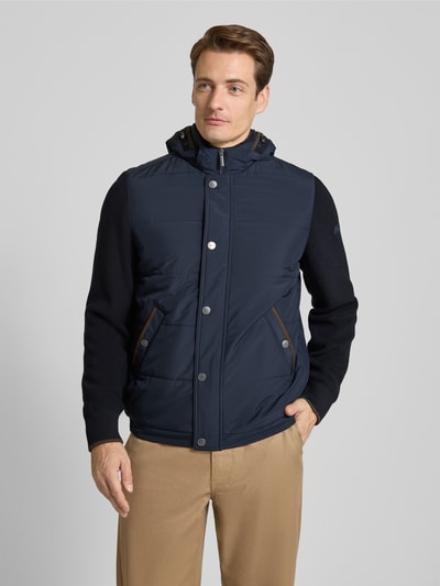 bugatti Gebreid jack met capuchon Marineblauw - 4