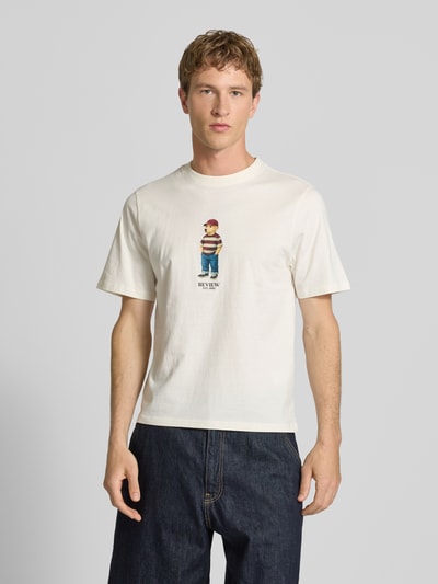 REVIEW t-shirt z nadrukiem z motywem i okrągłym dekoltem Złamany biały 4