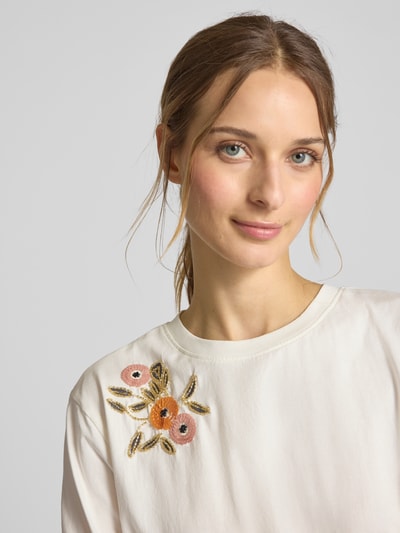 YAS Boxy Fit T-Shirt mit Pailletten Modell 'SANNIA' Weiss 3