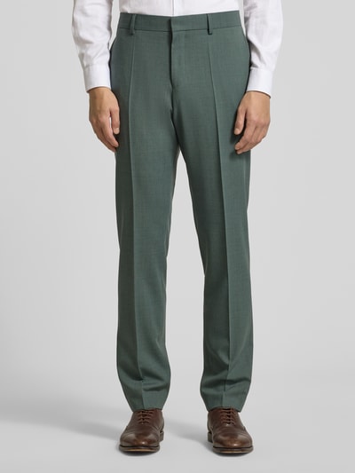 BOSS Slim fit pantalon met scheerwol, model 'H-GENIUS-253' Donkergroen - 4