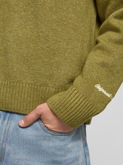 Jack & Jones Gebreide pullover met ribboorden, model 'NORREBRO'' Olijfgroen - 3