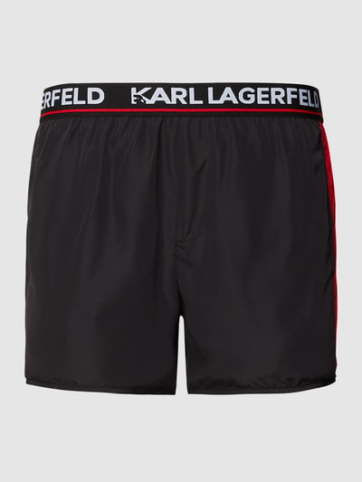 Karl Lagerfeld Beachwear Spodenki kąpielowe z naszywką z logo Czarny 1