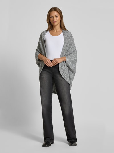 OPUS Poncho mit gerippten Abschlüssen Modell 'Amaryllis' Hellgrau 1